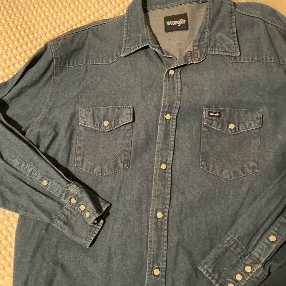 Wrangler Blue Casual Button Down Shirt 4XL